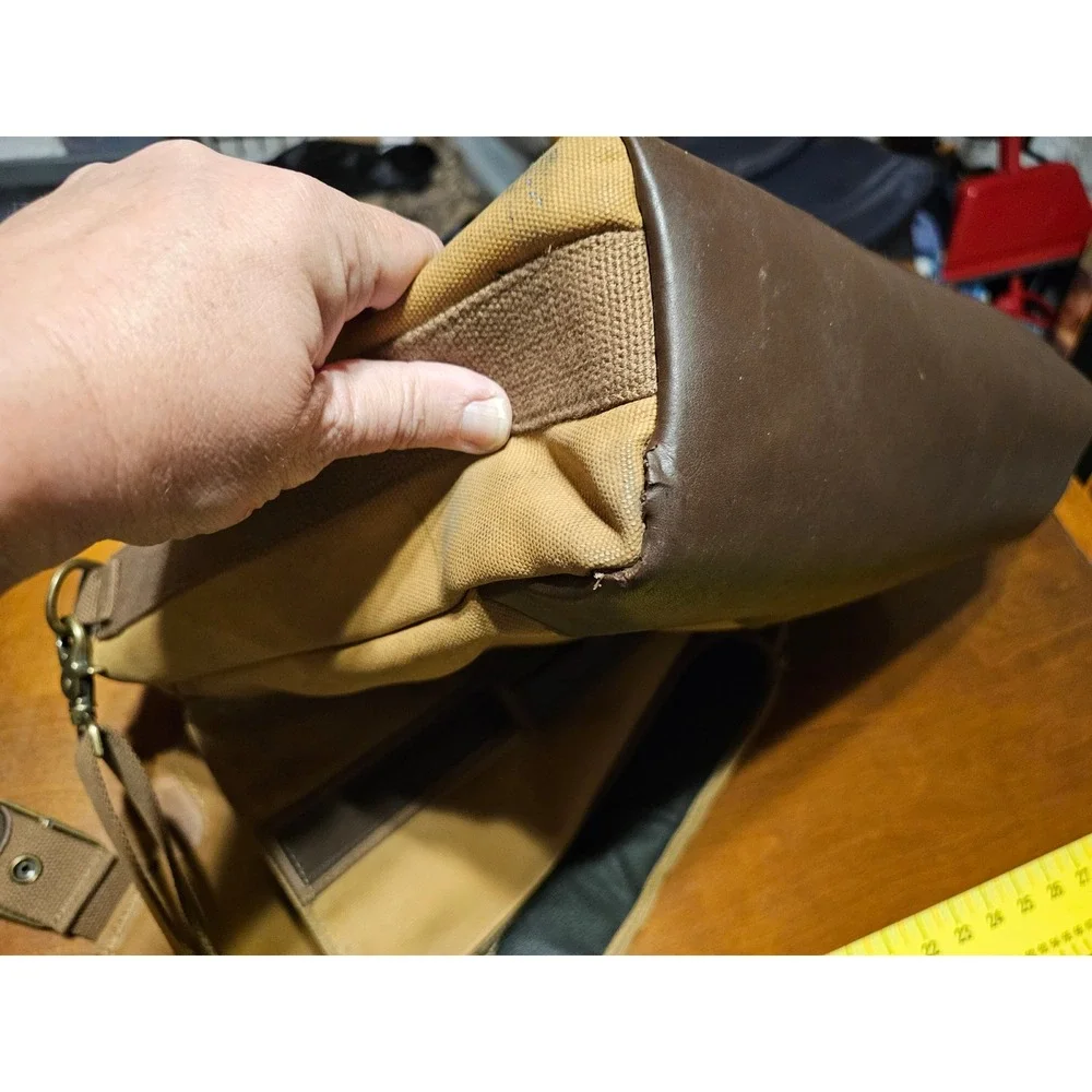 Sportsmans Warehouse Canvas Leather Messenger Bag Tan Brown Field Briefcase